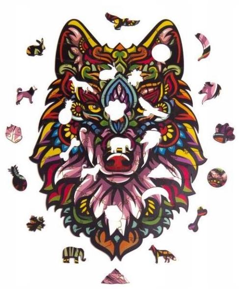 Puzzle Drewniane Układanka Tajemniczy Wilk Kolorow Pua3-00725