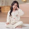 Girls Warm Fleece Pajama Set Long Sleeve Cartoon Print Loose Sleepwear Winter
