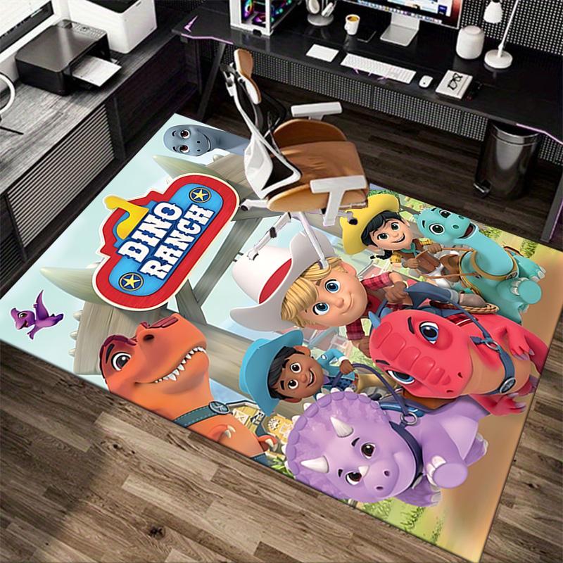 Dino Ranch Adventure Carpet For Playroom Bedroom Living Room Sofa Home Decor Kids Game Area Rug Nonslip Floor Mat