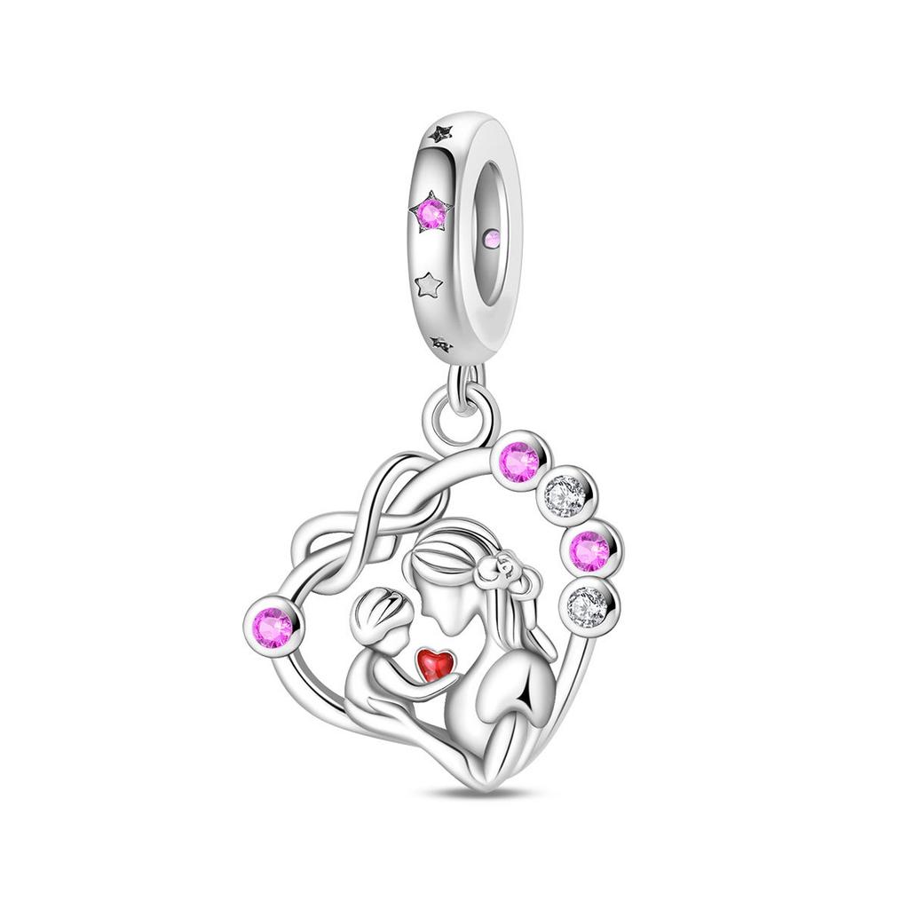 S925 Silver DIY Charm Bead Pendant For Handmade Bracelet Necklace Jewelry Making Family Valentine's Day Gift Accessories