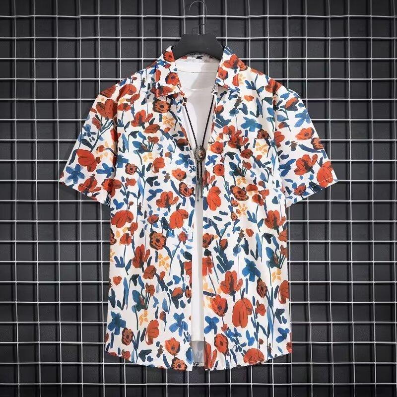 Pánská retro košile, pánský letní outfit, studentský volný střih, výklenek, neformální pánský top, svrchní oblečení, plážový top