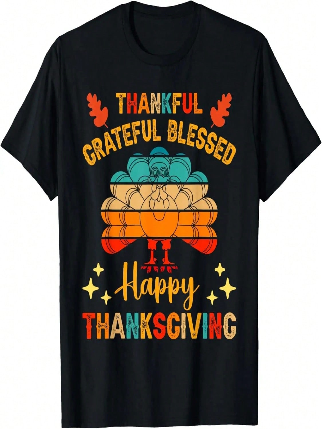 Thankful Grateful Turkey Women Happy Thanksgiving T-Shirt S