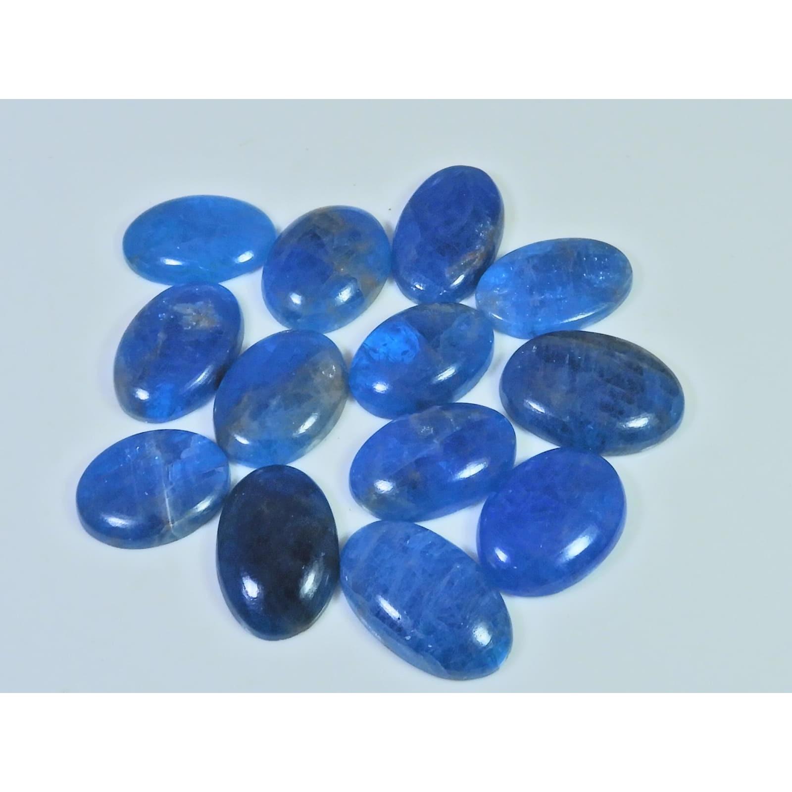 13Pcs Natural Blue Apatite Oval Shape Cabochon Loose Gemstone 212Cts. Lot C-2419