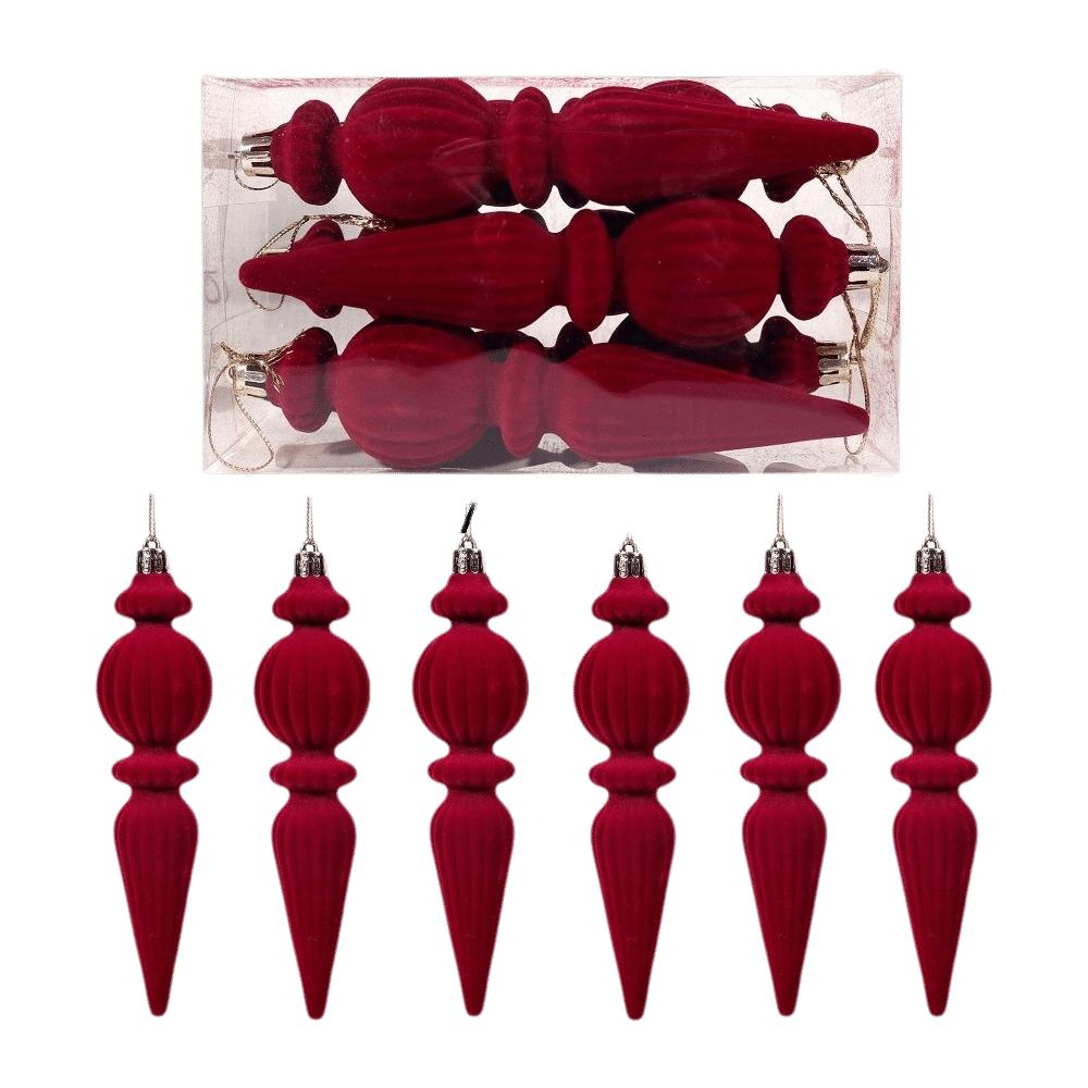 6pcs/Box Velvet Ball Christmas Tree Ornament Plastic Cone Ornaments New Year Decor
