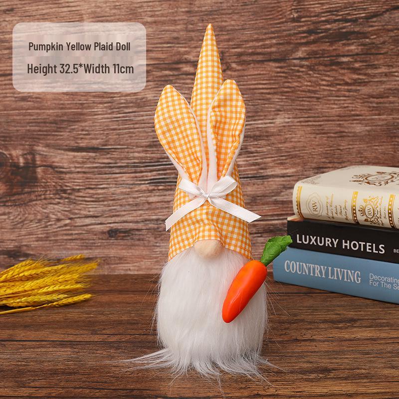 Qiao Ding 2024 Easter Faceless Gnome with Carrot and Rabbit Ornament оранжевый