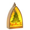 Vintage Christmas Ornament House Shape Santa Claus Deer Snowman Statue Night Light Glowing Decoration