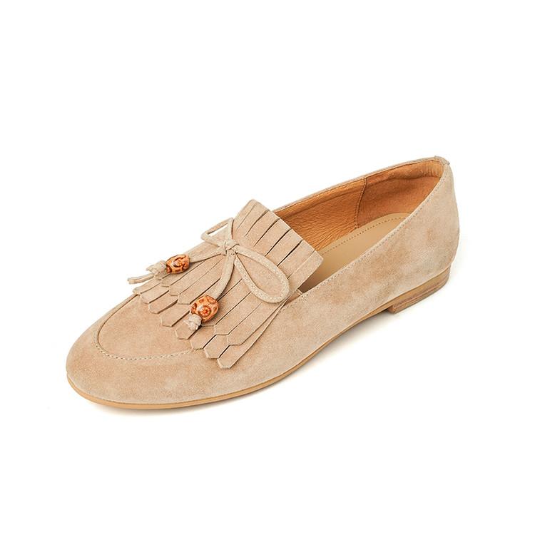 Fashion New Spring Sheep Suede Woman Shoes Round Toe Women Pumps Shoes for Women Low Heel Loafers Fashion Tassel Decorated Casual Shoes