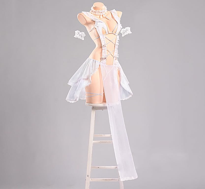 Pupubanbanya Lavender Fallen Angel Cosplay Costume, Christmas, Halloween, Sexy Underwear, Black, Size L/LL
