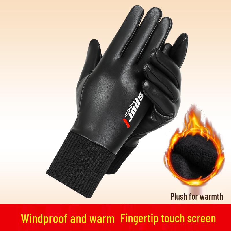 Mănuși de ciclism din piele ecologică rezistente la vânt pentru bărbați și femei - Călduroase, căptușite cu catifea, stil coreean pentru toamnă și iarnă