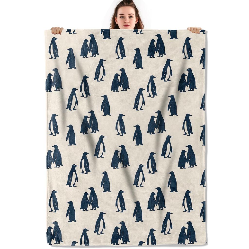 Penguin Blanket Soft Cute Penguins Flannel Fleece Throw Blanket Lightweight Fuzzy Plush Blanket for Couch Bed Sofa Home Decor