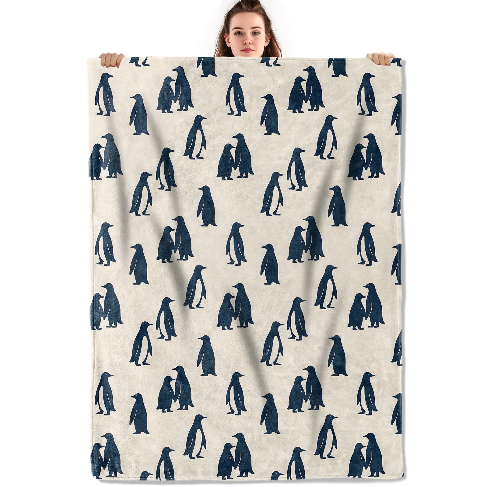 Penguin Blanket Soft Cute Penguins Flannel Fleece Throw Blanket Lightweight Fuzzy Plush Blanket for Couch Bed Sofa Home Decor 75x90cm