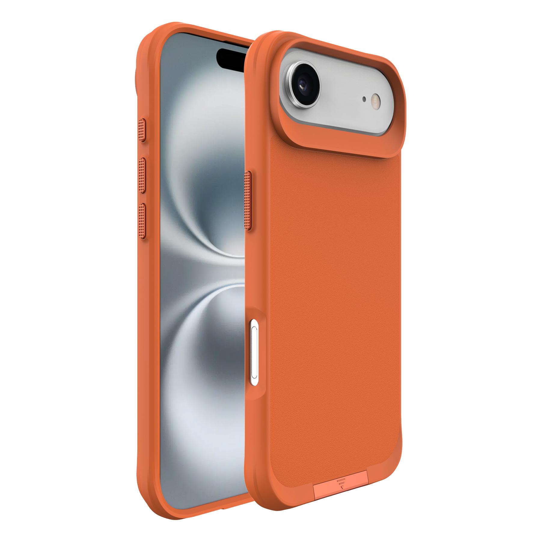 

For iPhone 17 Air Magnetic Case PC+TPU Phone Cover with Hidden Kickstand Orange