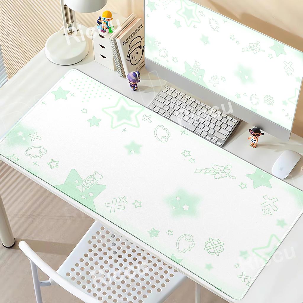 Korean Ins Minimalist Black White XXL Desk Mat Office Aesthetic Star Mouse Pad Keyboard Computer Decort Mousepad Pc Accessories