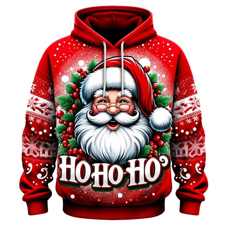 2026 Santa Claus Christmas Carnival 3D Printed Cute Animal Hooded Sweatshirt Suitable for Both Men and Women