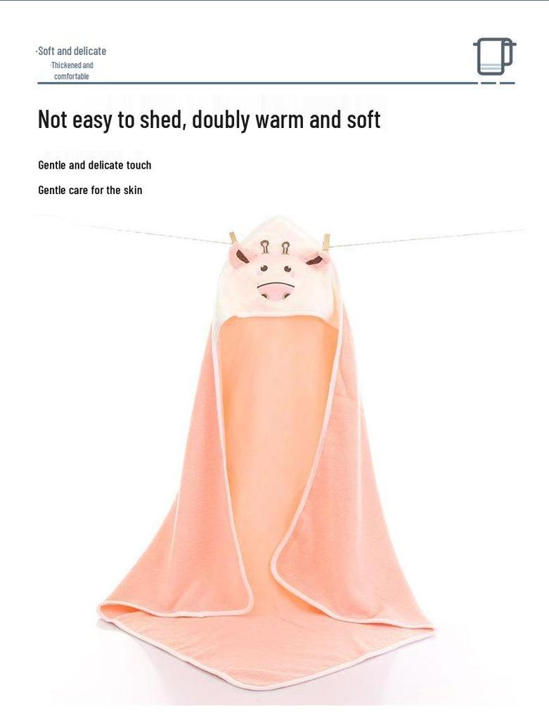 Soft Hooded Cotton Baby Cape Towel - Thick, Absorbent, & Cute Cartoon Design