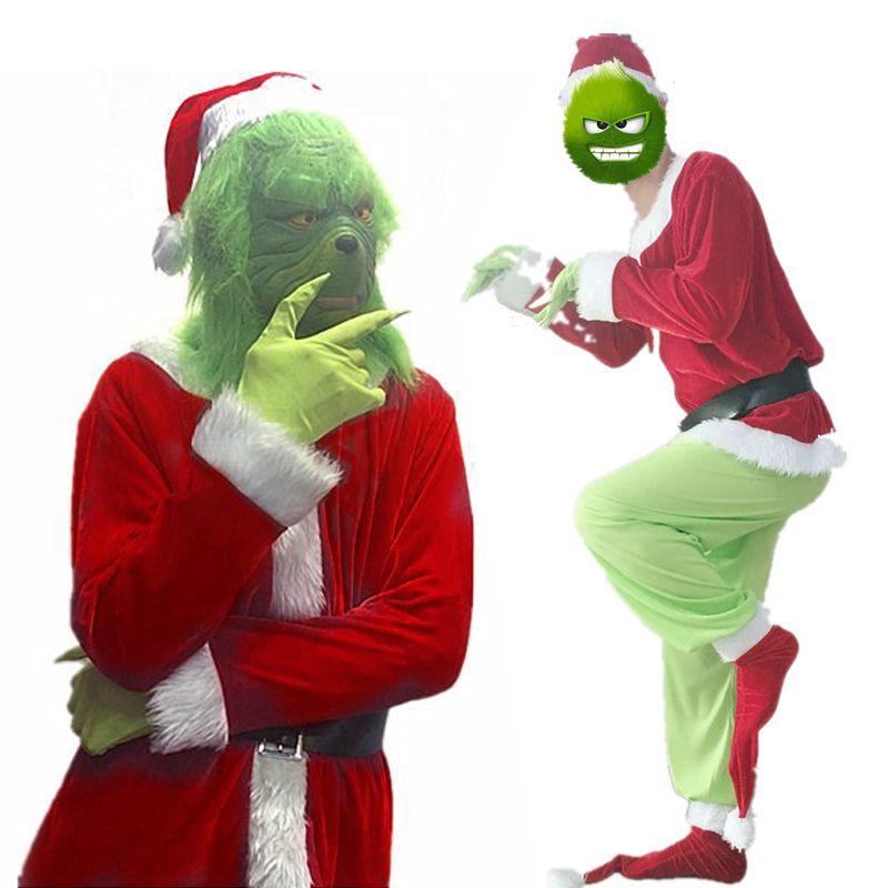 Auffälliges Grinch Cosplay Kostümset für Halloween-Maskeraden
