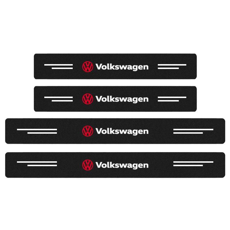 4Pc Carbon Fiber Car Door Sill Protector Threshold Stickers Emblem for VW Polo Passat B5 B6 B7 T4 T5 Golf 4 5 6 Tiguan Jetta Gol lczh1