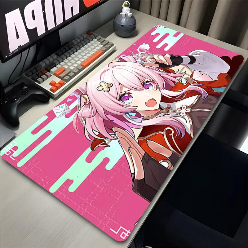 Laptop Mouse Pad Honkai Star Rail March th Anime Girl Pink Mousepad Keyboard Gamer Accessories Large Mouse Mat Office Desk Mat