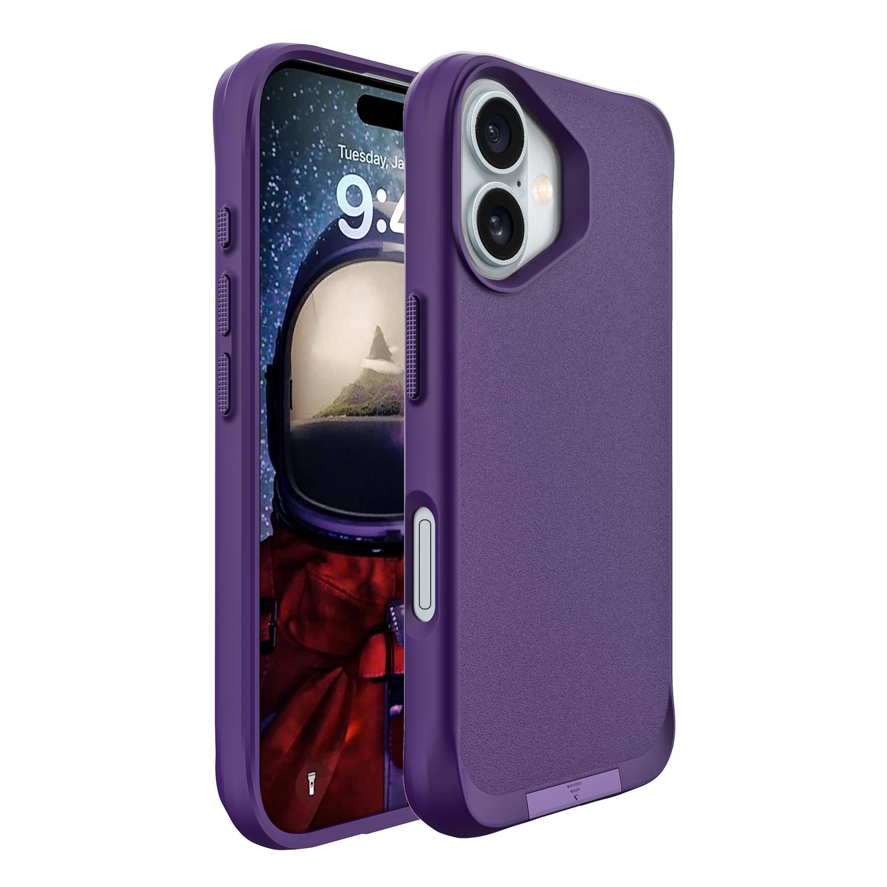 

For iPhone 17 Magnetic Case PC+TPU Phone Cover with Hidden Kickstand Purple