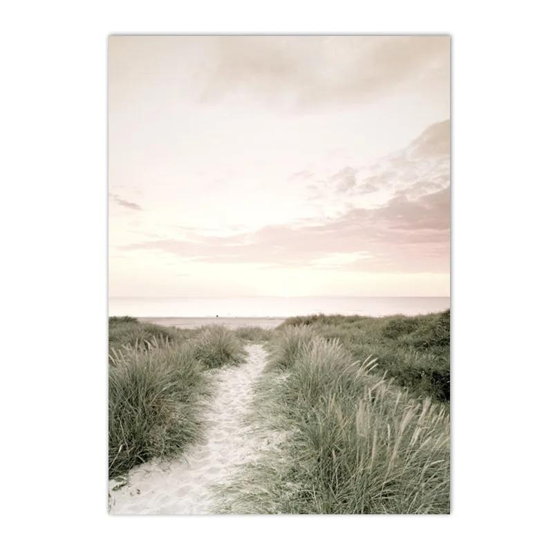 Nordic Green Forest Grassland Lake Landscape Poster Valley Path Boat Wall Art Canvas Painting Pictures Living Room Home Decor