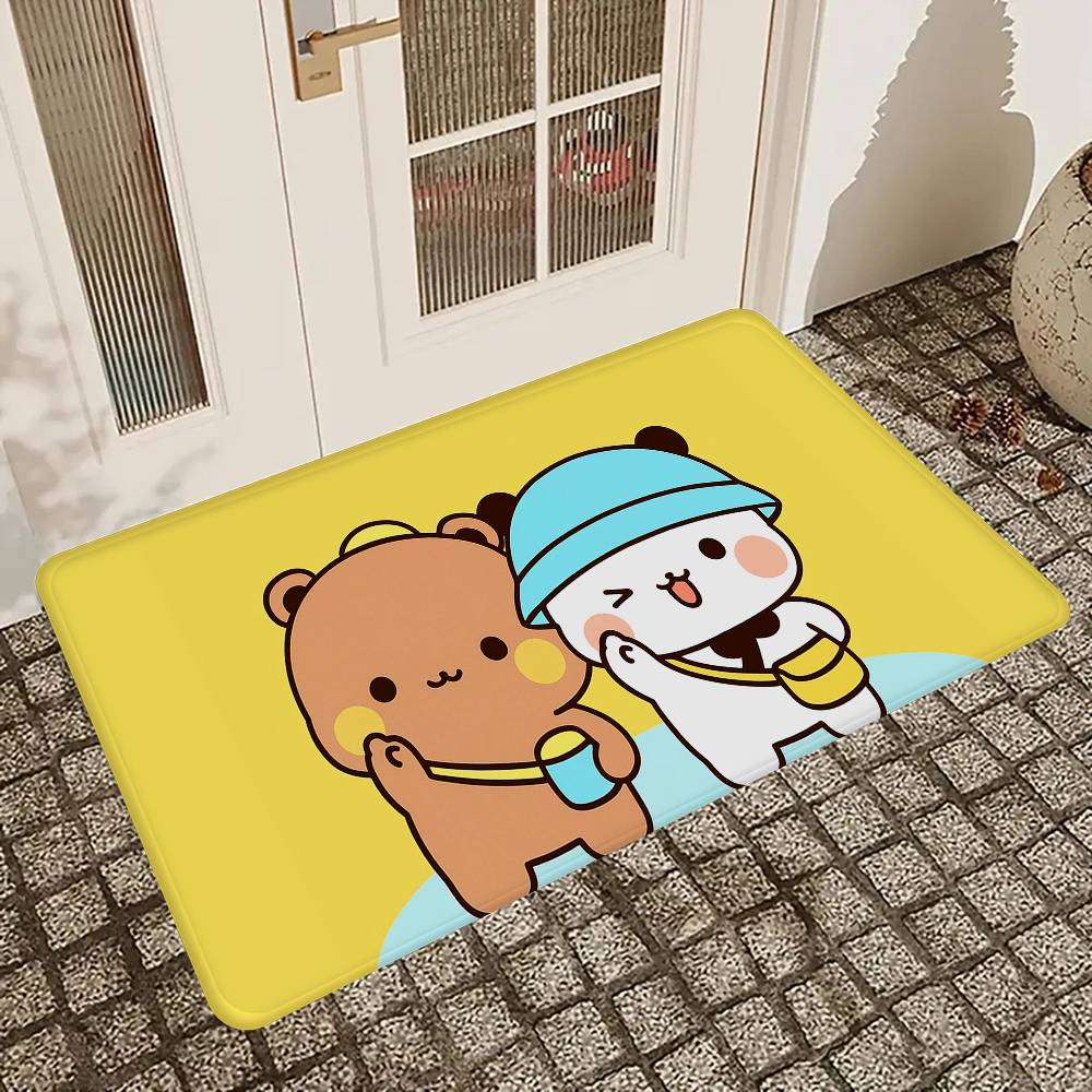 Bear Cartoon Kawaii D-Dudu B-Bubu Door Mat Washable Non-Slip Living Room Sofa Chairs Area Mat Kitchen Doormat Area Rug