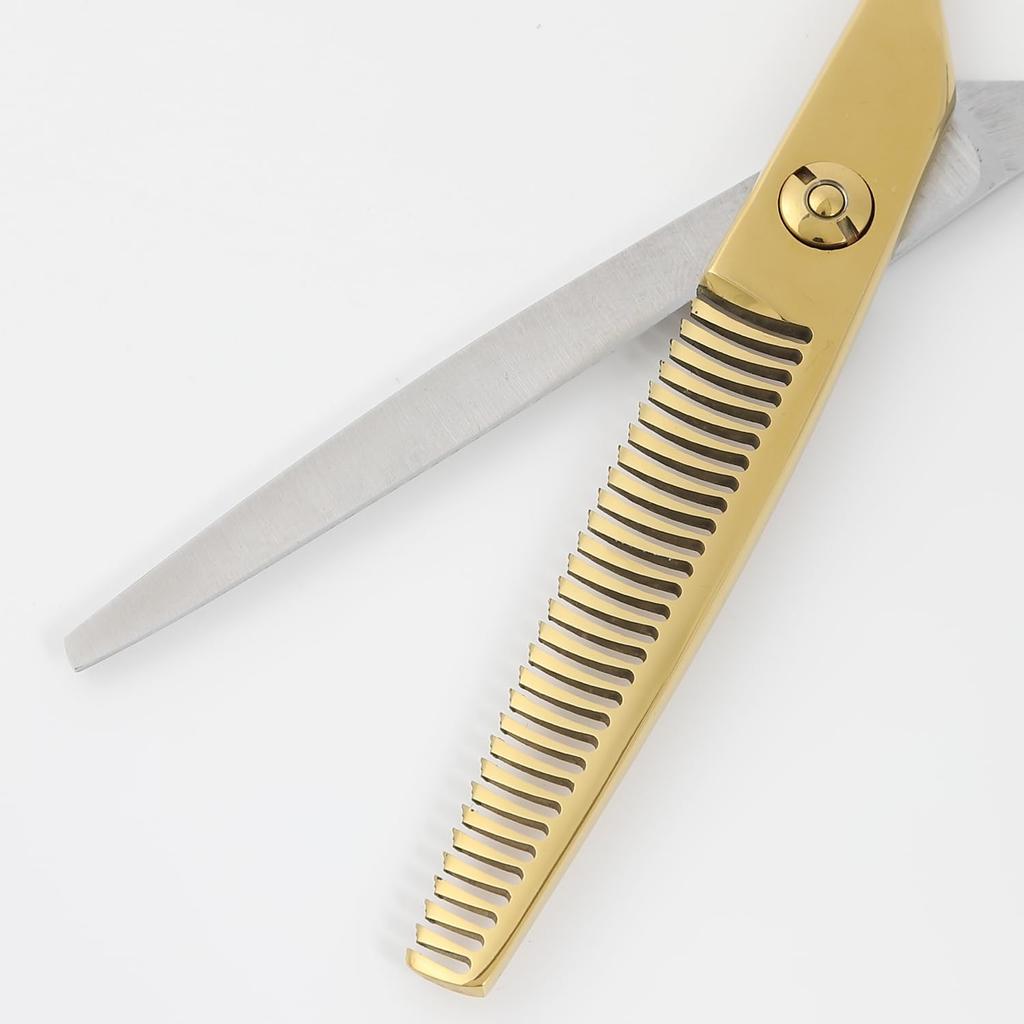 DEEDS GDZ630CT Thinning Gold Titanium X Thinning Scissors with Blades Approximately Thinning Professional Hairdressing Case Included [PF] Scissors,