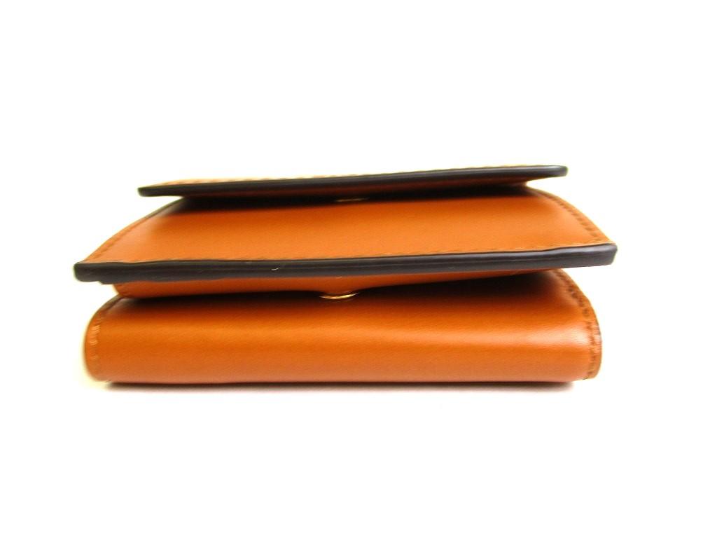 Authentic FENDI ROMA Brown Leather Trifold Wallet Compact Wallet # 9709  Refurbished