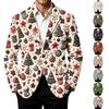Heren Corduroy Business Casual Kerstprint Pakjasje voor Feestdagen en Dagelijks Gebruik