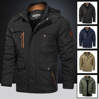 Winter Men's Casual Padded Jacket Thickened Tooling Middle-aged and Young People Multi-pocket Jacket Windproof Velvet Padded Jacket