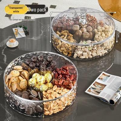 2-Layer Transparent Divided Dried Fruit Plate
