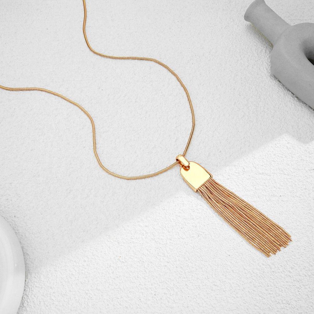 Einfache Quastenkette Beliebte Pulloverkette Modische Metallkette Frauen Mädchen
