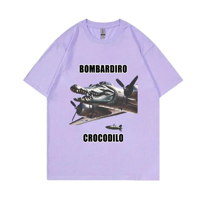 Bombardiro Crocodilo Funny Crocodile Plane Bomber Meme Graphic T-shirts Men Hilarious Humor Brain Rot Tops 100% Cotton T Shirts