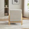 Scandinavian Fabric Lounge Chair – Soft Chenille Fabric and Sturdy Wood Frame, Ideal for Living Room & Bedroom-IVORY