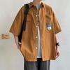 Men's Summer Short-sleeved Shirt Stand-up Collar Large Size Short-sleeved Loose Casual Short-sleeved