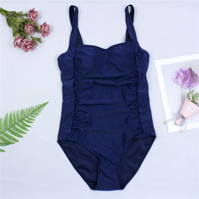 Solid Women One Piece Swimwear Black Vintage Retro Backless Swimsuit Monokini Beachwear Bikinis Tummy Control Bathing Suit Swimsuits