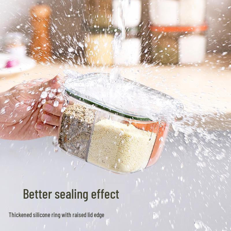Multi-Grid Transparent Seasoning Jar - Kitchen Spice Box for Salt, Pepper, MSG & More