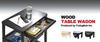Fudo Giken Wood Table Wagon with Drawer Basket White F2491 WTW-3HS