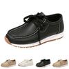 Women's Soft Leather Thick Lace-Up Casual Driving Loafers for Everyday Wear