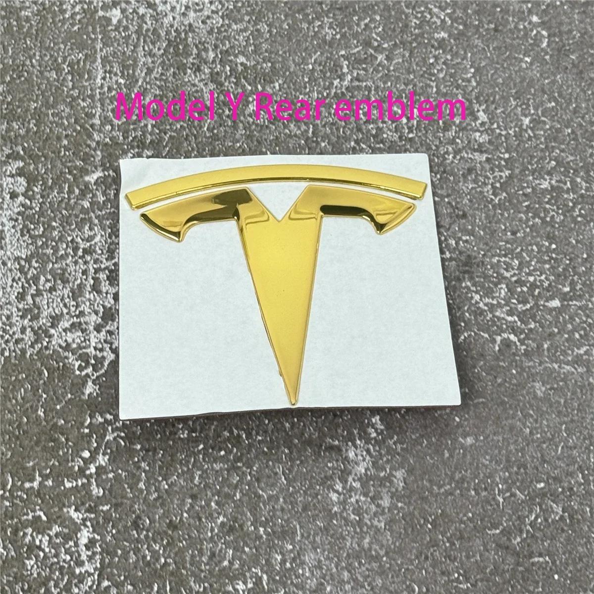 

Car Sticker 2025 Hot Tesla Model 3/Y Front & Rear Emblem Set - OEM Style Metal Replacement Badges 3M Adhesive Stickers for Trunk
