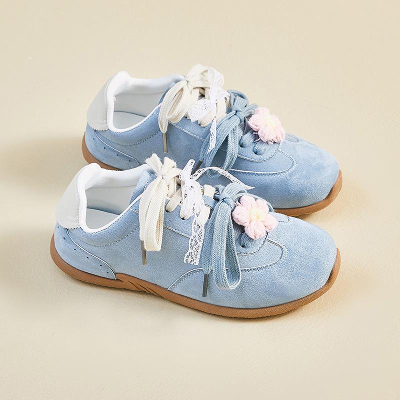 

Fashion Women Shoes 2025 Spring New Fashion Breathable Non Slip Woman Sneakers Comfortable Lightweight Flower Lace Lace-up Casual Shoes 40 синий