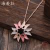 New color painting oil hollow sunflower pendant, women's personality versatile geometric flower necklace