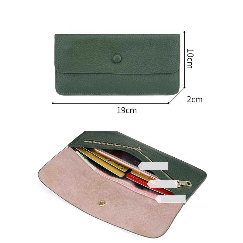 Long Genuine Leather Wallet Women's Versatile Ultra-Thin Soft Leather Cact Money Clip Card Holder Large Cy Holder Clutch Purse