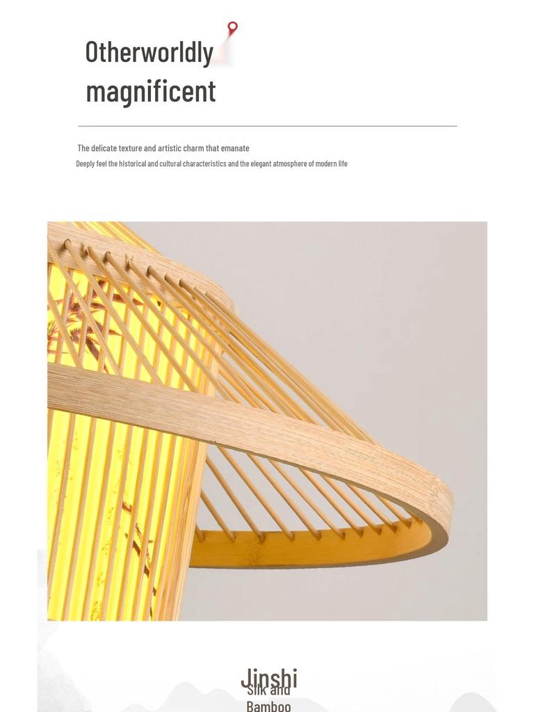Retro Bamboo Pendant Lamp for Restaurants and Hotels - Chinese Style with Spotlight