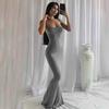 European American SKIMS Solid Color Slimming Spaghetti Strap Mermaid Bodycon Dress