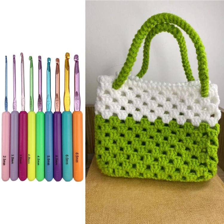 9Pcs Ergonomic Crochet Hook for Beginner Adult Crochet Weaving Crocheting ABS Handle Crochet Hook Needle 2.5mm-6.5mm