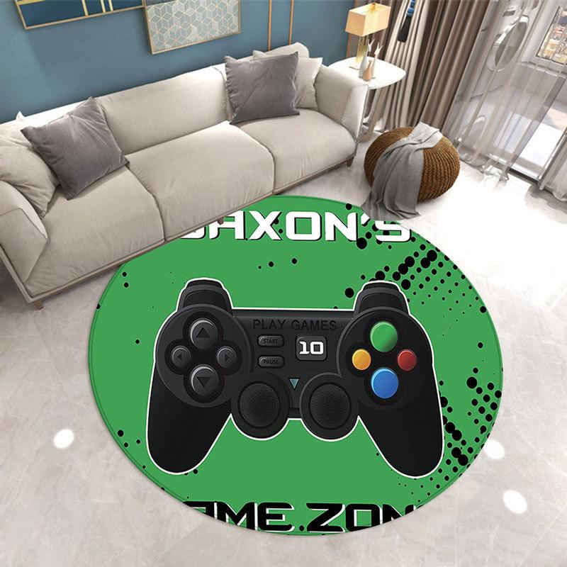 Gamer Living Room Area Rug Round Boys Bedroom Carpet Chair Mat Anit-Slip  Game Console Bathroom Floor Rug Doormat Entrance