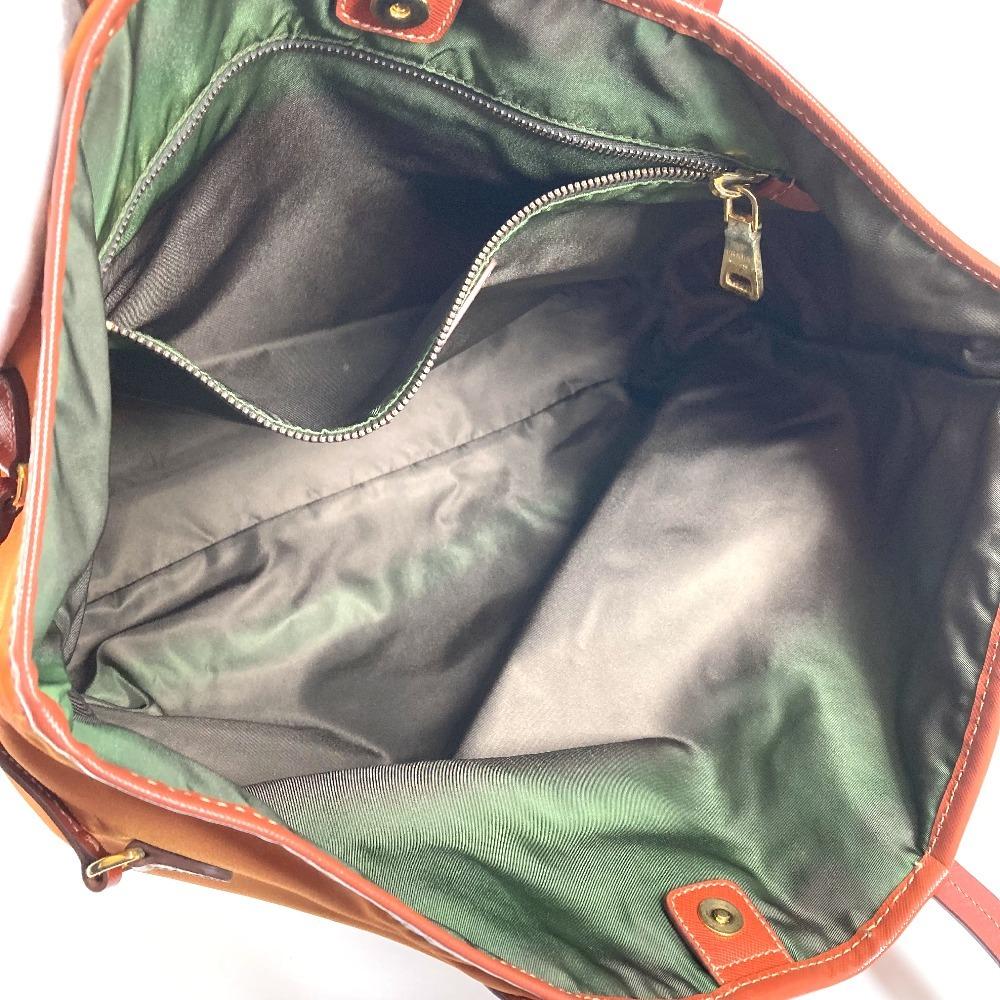 PRADA BR4001 triangle logo plate Tote Bag Shoulder Bag Leather / Nylon Orange