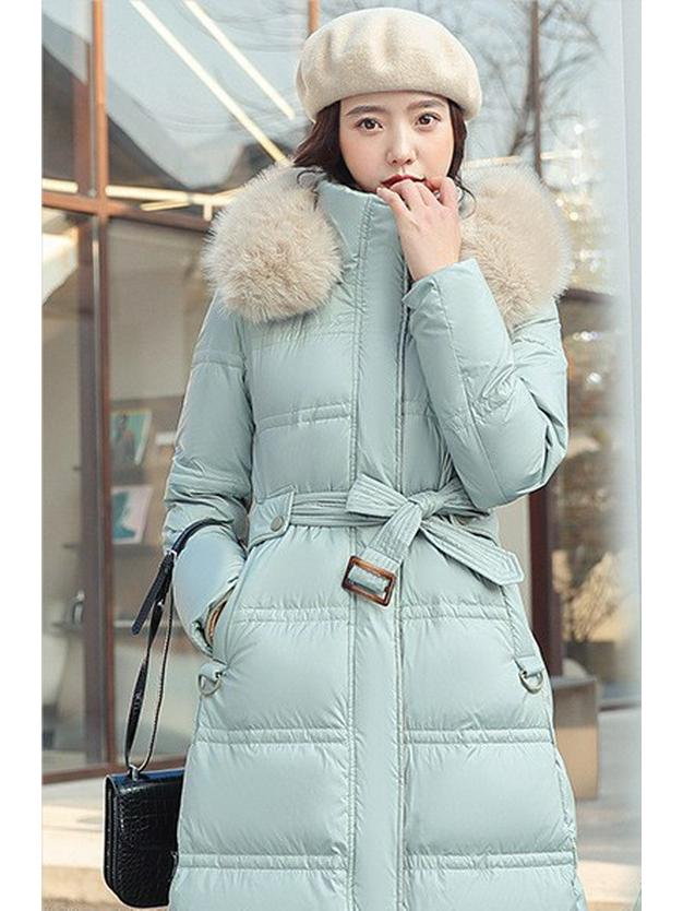 Korean Style Long Winter Cotton Coat with Large Fur Collar for Women – Thick, Loose, Over-Knee Design, Plus Sizes Available.