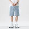 Pantalones Cortos de Verano para Hombre de Jeans Vintage Pierna Ancha Largo hasta la Rodilla Pantalones Cortos de Mezclilla de Moda Lavados Nuevos