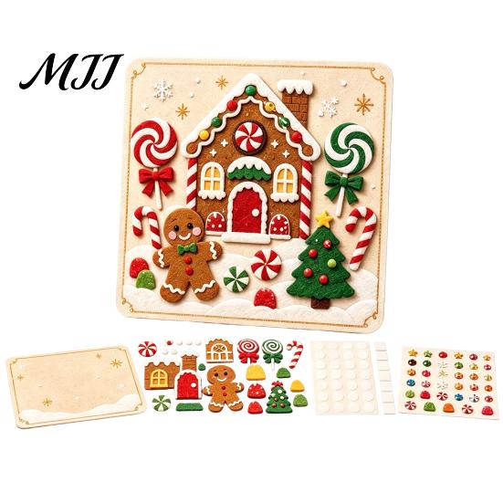 Indoor Outdoor DIY Decor Christmas Magic Felt Sticker Art Kit for Kids, 3D Layered Santa & Tree Custom Sculpting Set Craft Set, No Mess Peel